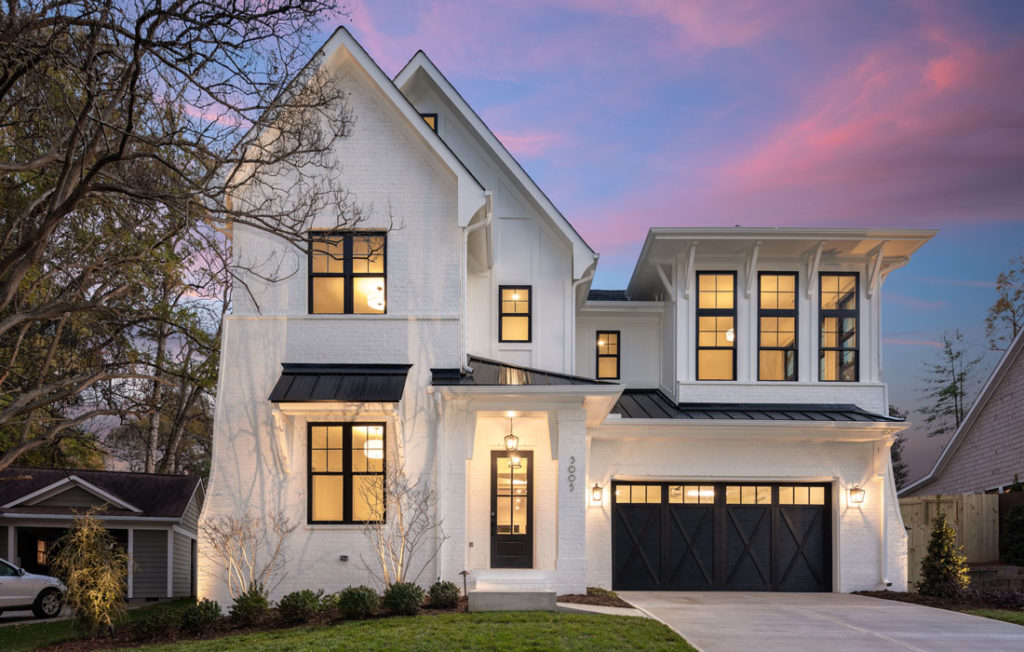 White Exterior Brick Home by Luxury Homebuilder Barringer Homes